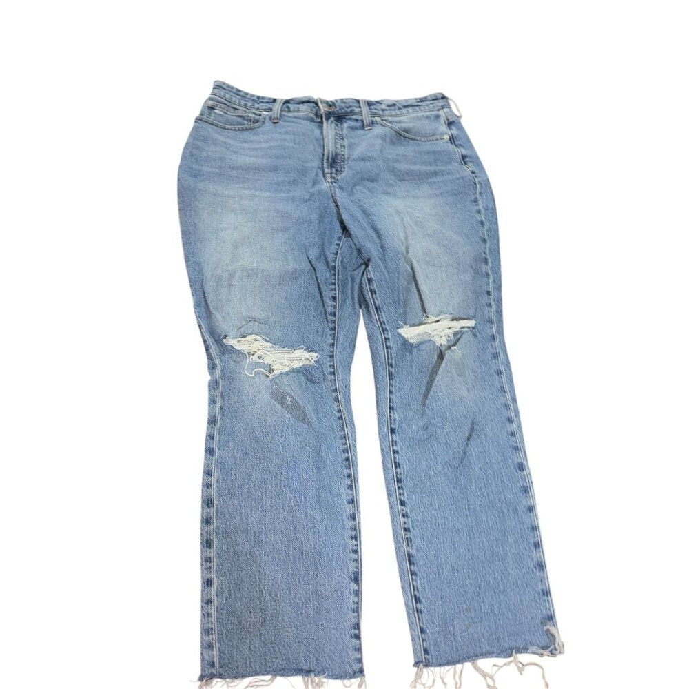 Madewell 32 The Curvy Perfect Jean Rawhem Distressed Knee